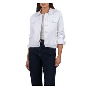 Kut from the Kloth Classic White Julia Crop Denim Jacket Women’s S, NWT